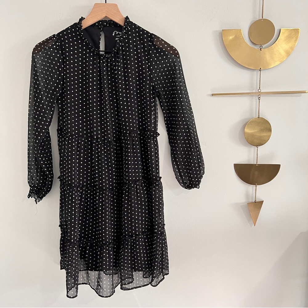 Art Class Black and White Polka Dot Ruffle Wednesday Dress